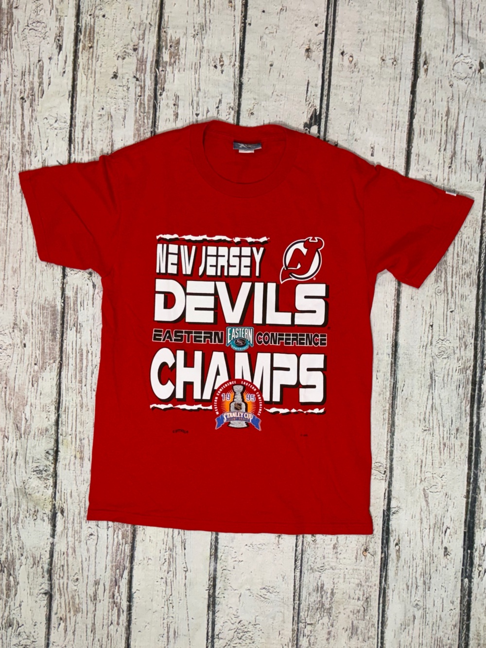 New Jersey Devils 1995 Stanley Cup Champions NHL Hockey Vintage Tshirt